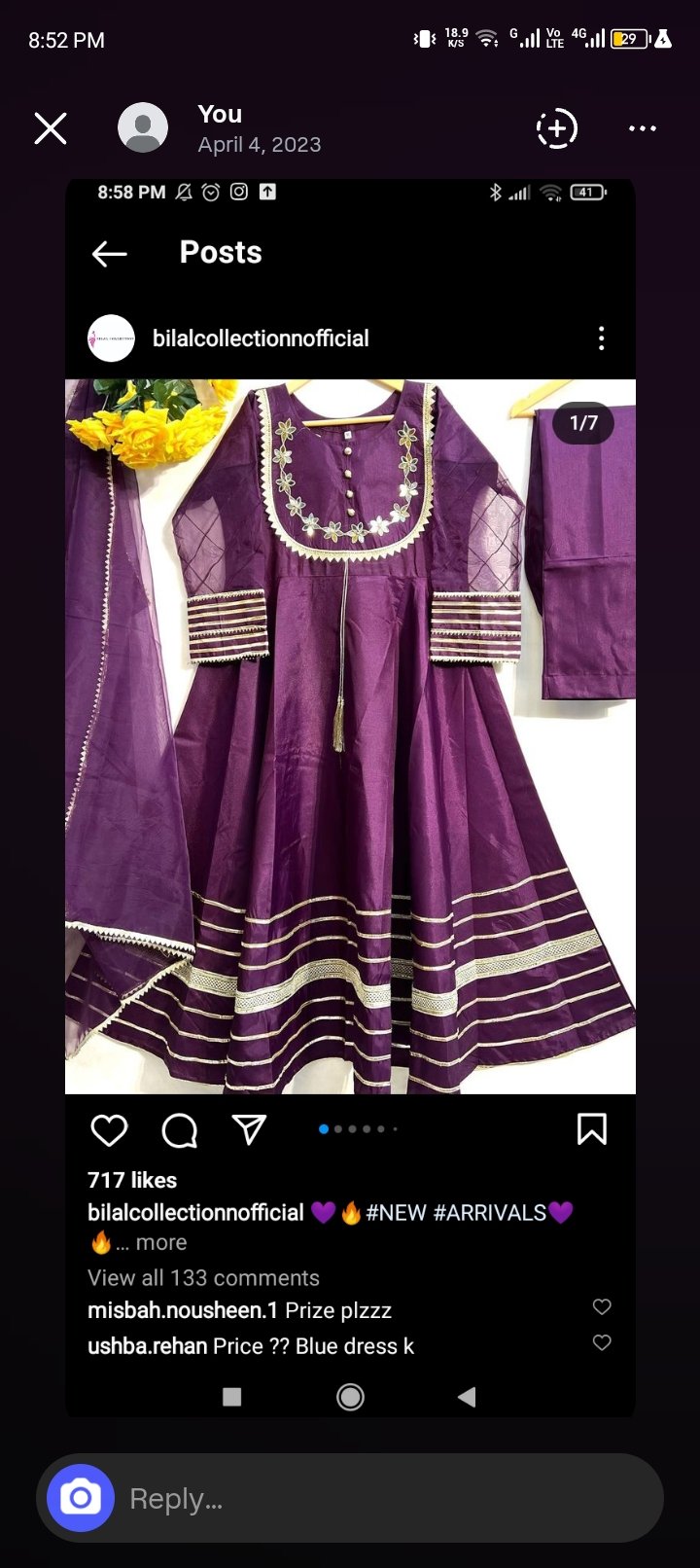 Purple 3 piece party wear