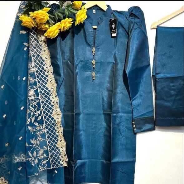 3 piece party wear in zinc colour