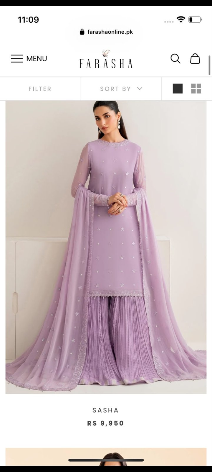3 PC STICHED CHIFFON DRESS