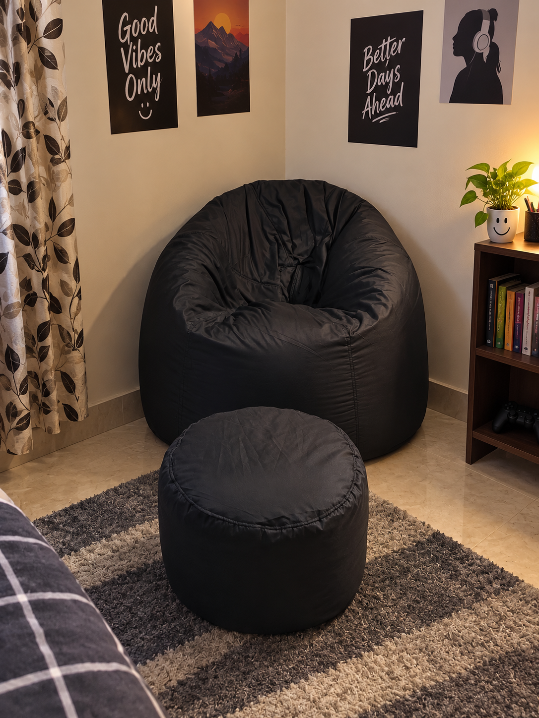 Elagant bean bag sofa with stool