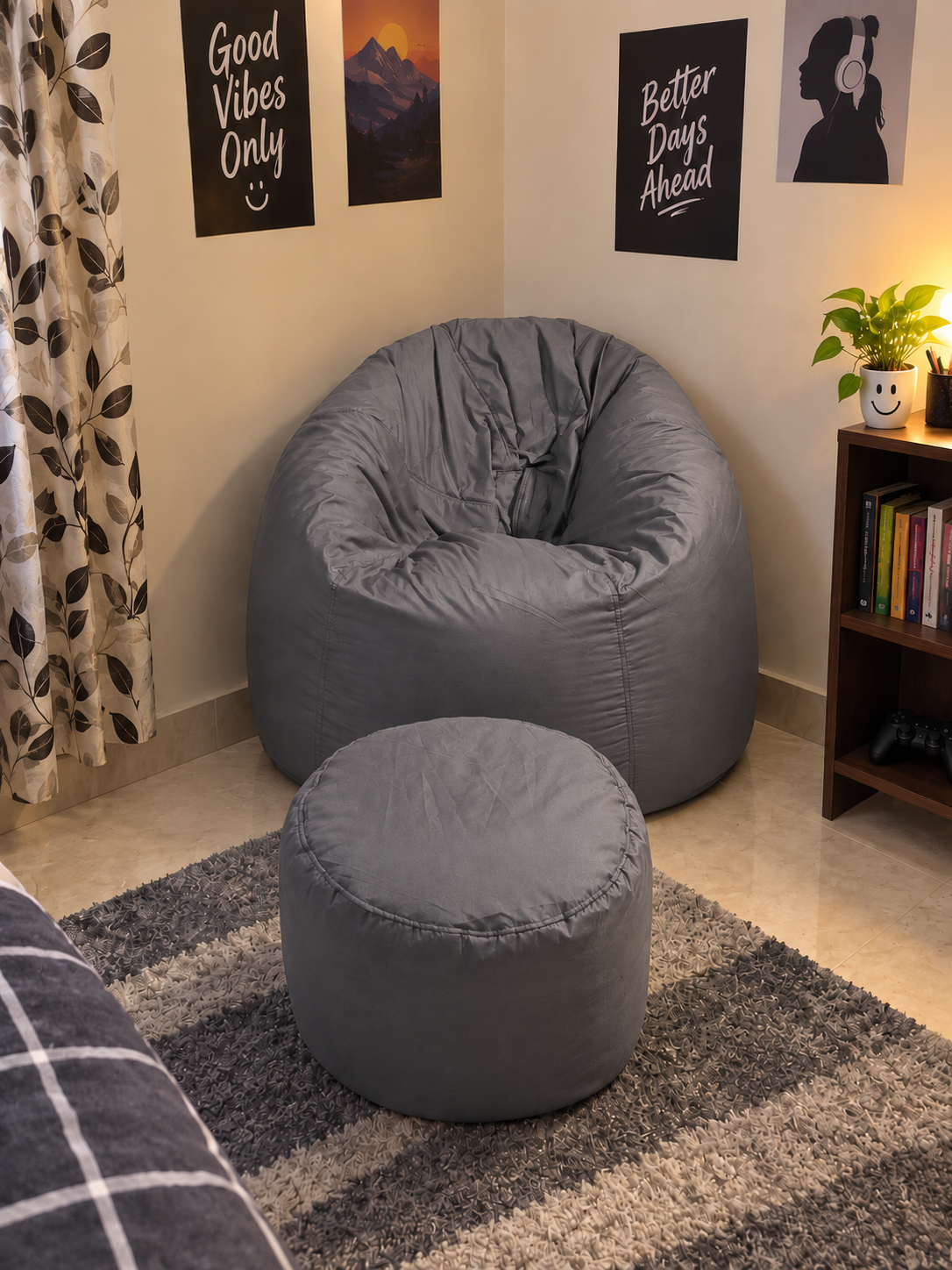 Elagant bean bag sofa with stool