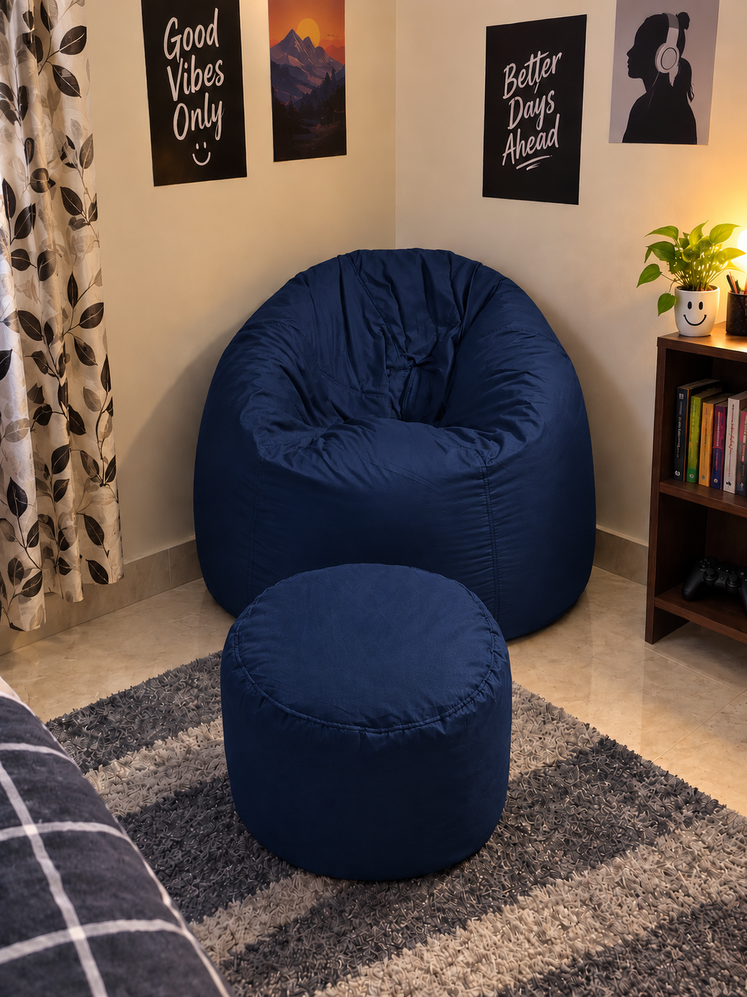 Elagant bean bag sofa with stool