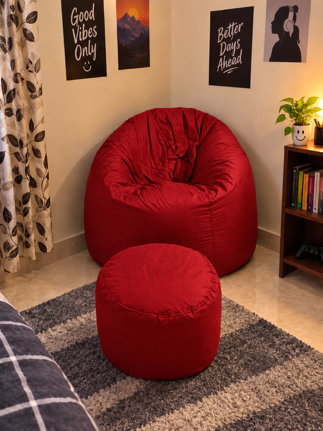 Elagant bean bag sofa with stool
