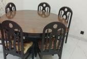 6 Seater Wooden Dining Table with Chairs – Good Condition