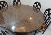 6 Seater Wooden Dining Table with Chairs – Good Condition