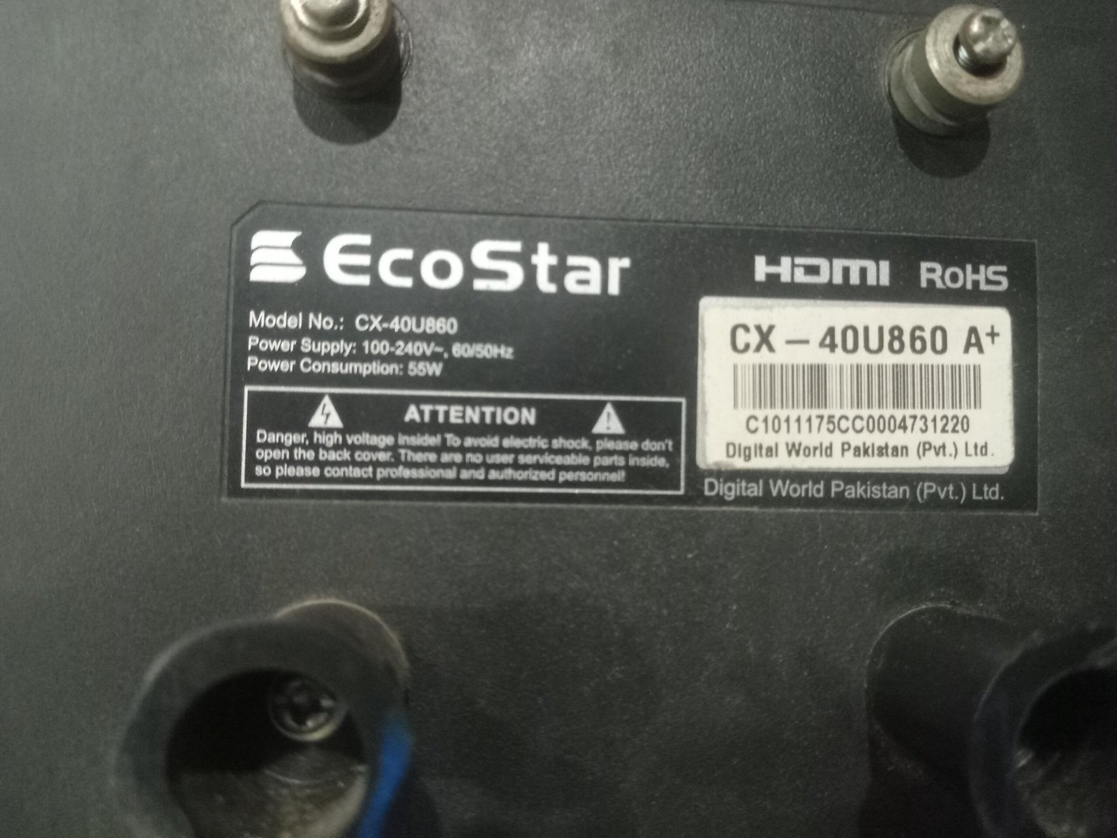 Ecostar Led 40inch , board kharab hai pannel ok hai