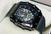 Richard Black Belt Skeleton Watch
