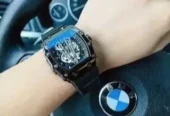 Richard Black Belt Skeleton Watch