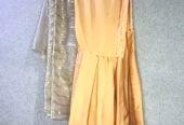 SILK rust sharara and dark green short shirt rust dupata