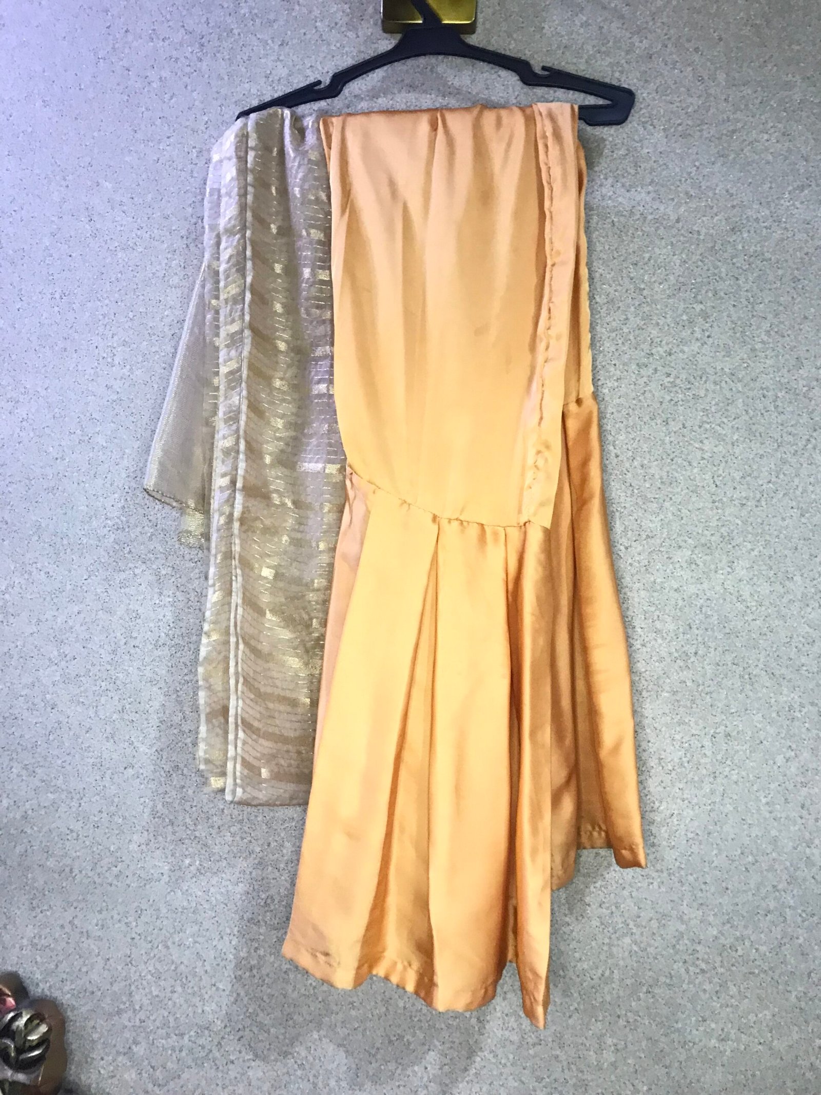 SILK rust sharara and dark green short shirt rust dupata