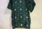 SILK rust sharara and dark green short shirt rust dupata