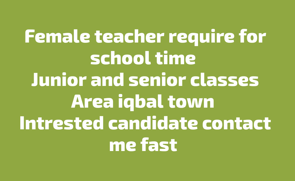 Female staff required