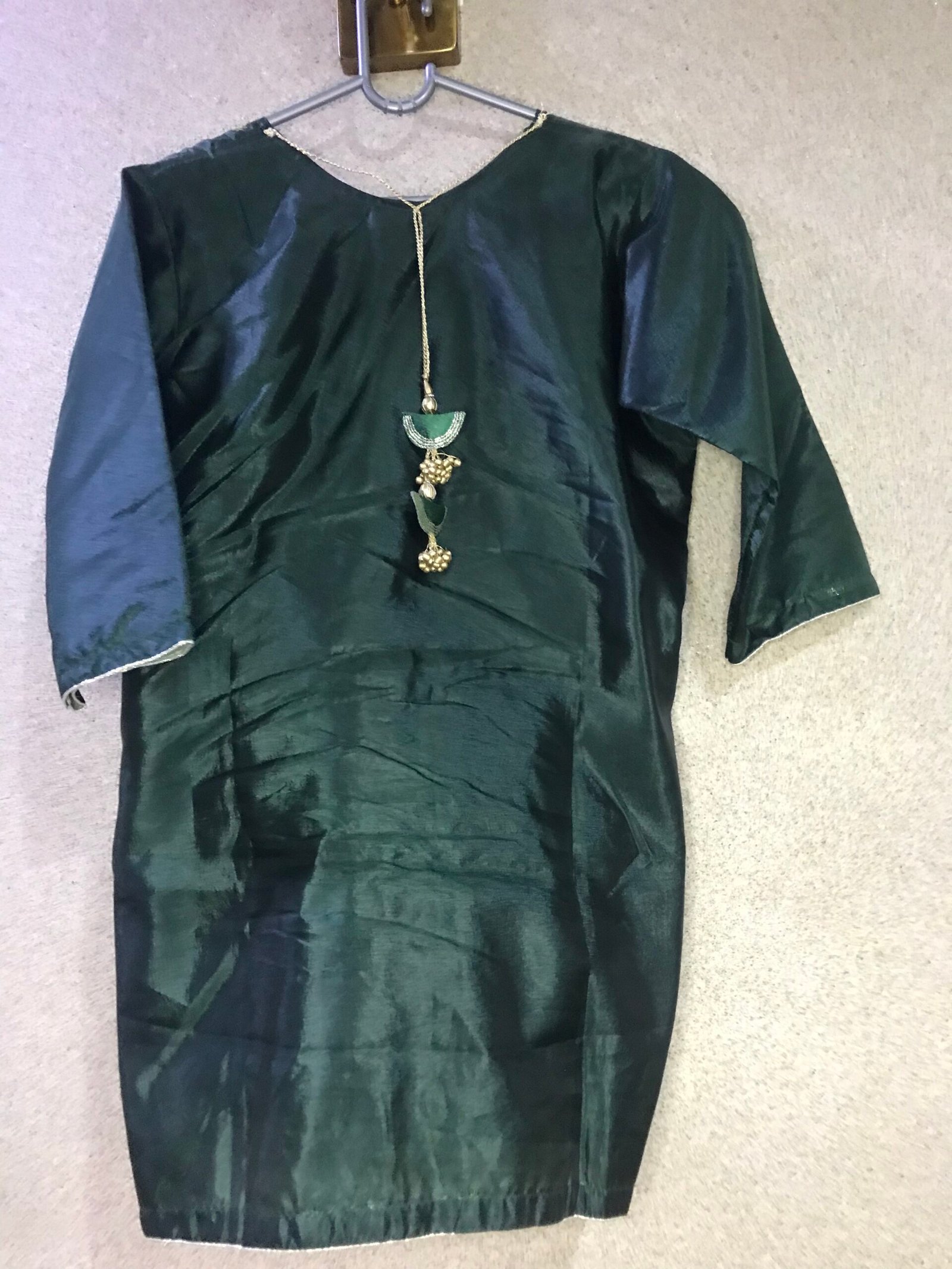 SILK rust sharara and dark green short shirt rust dupata