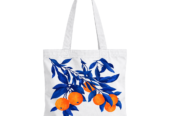 Botanical Lime Green Printed Canvas Tote Bag
