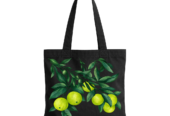 Botanical Lime Green Printed Canvas Tote Bag