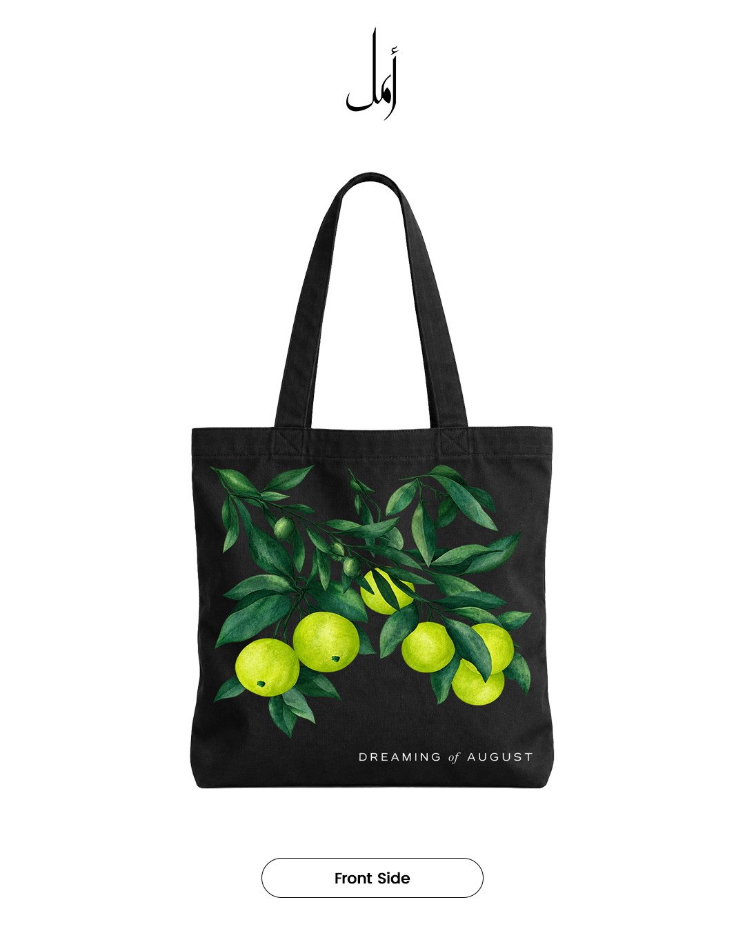 Botanical Lime Green Printed Canvas Tote Bag