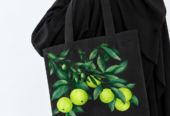 Botanical Lime Green Printed Canvas Tote Bag