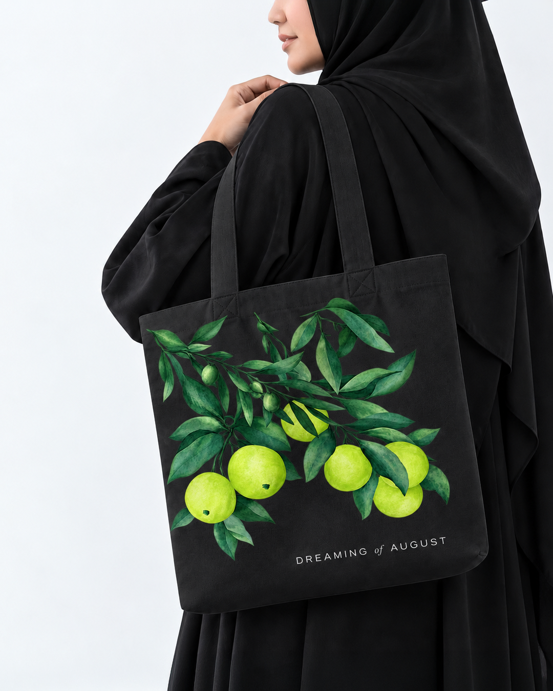 Botanical Lime Green Printed Canvas Tote Bag