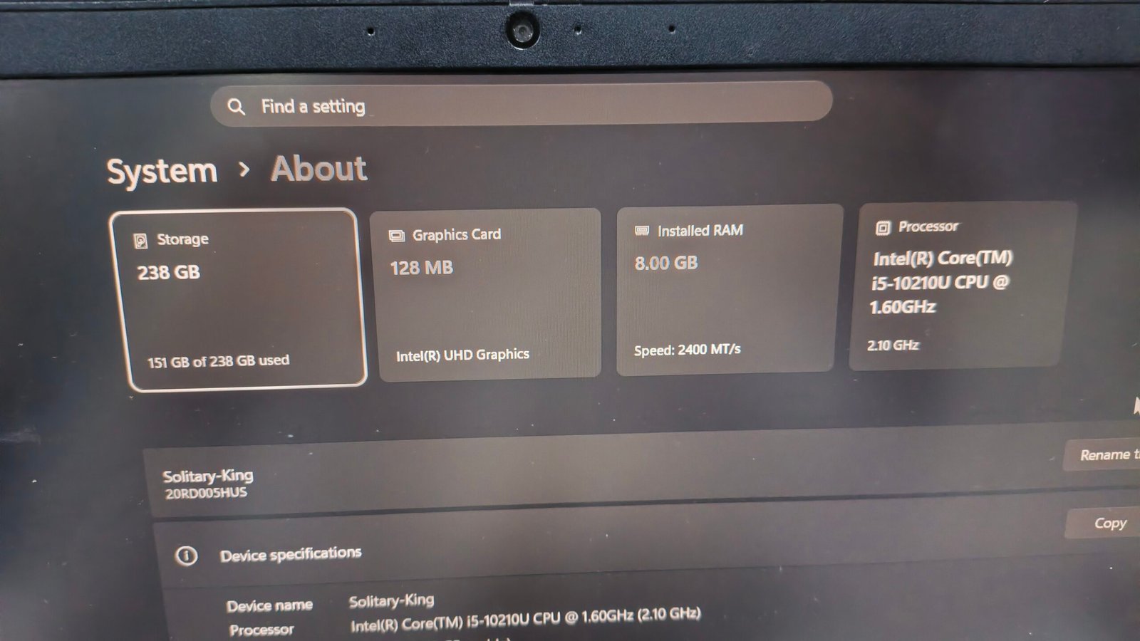 Lenovo ThinkPad E15 Core i5 10th Gen 8GB RAM 256GB SSD 15.6