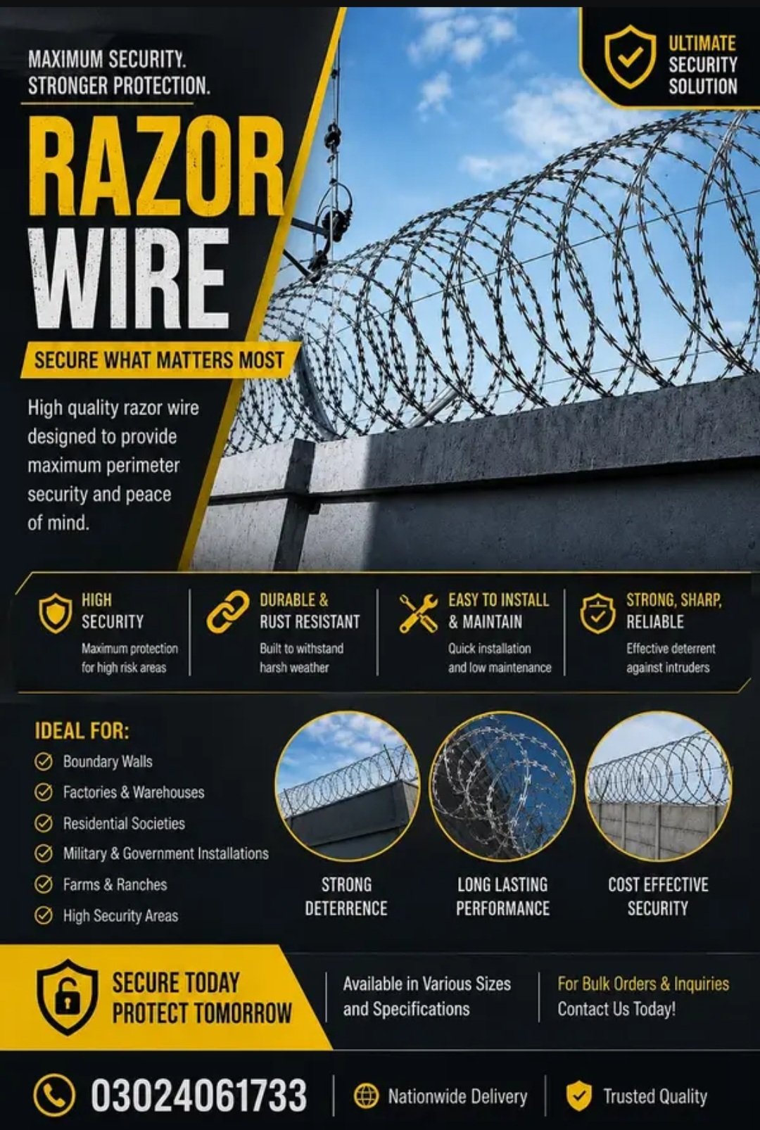 Razor wire/Barbed wire mesh/Chain link fence/Powder coating