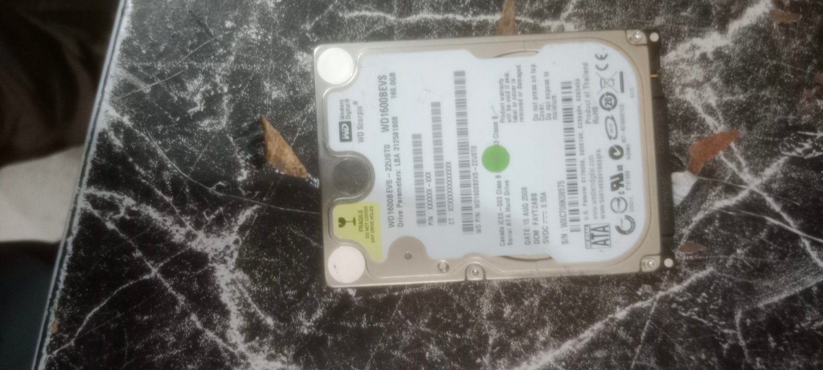 WD HHD for laptop 160gb capacity