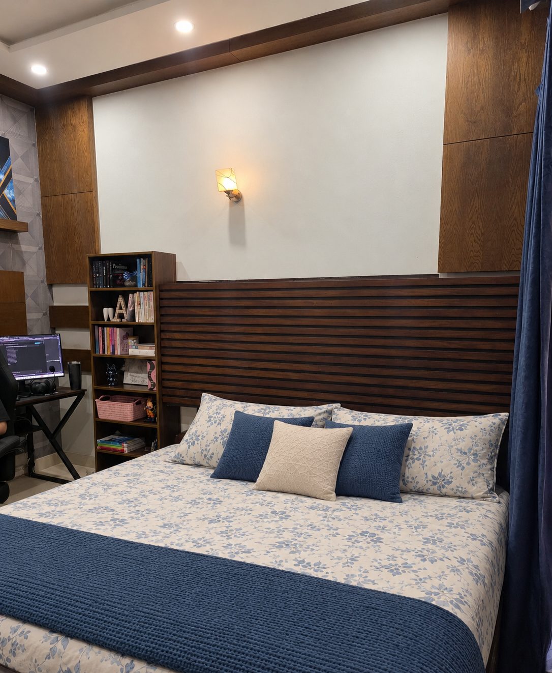 King size bed frame with slats, 2 night stands, mattress