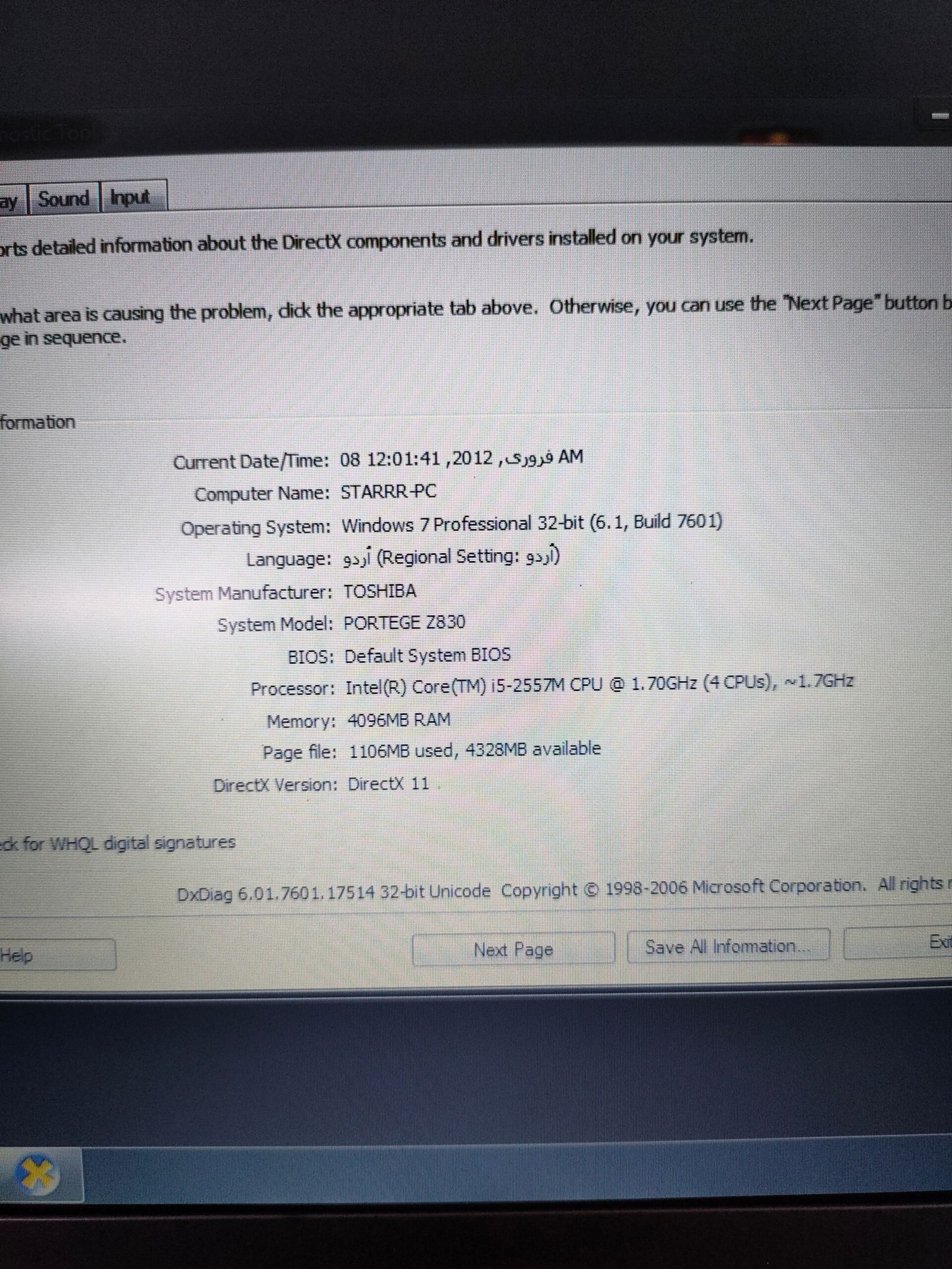 Toshiba laptop Z830