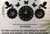 Islamic Wall Clock Set Allah Muhammad Wooden Wall Decoration