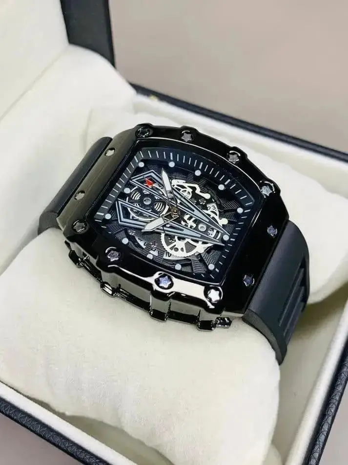BLACK SKELETON CHRONOGRAPH WATCH FOR MEN