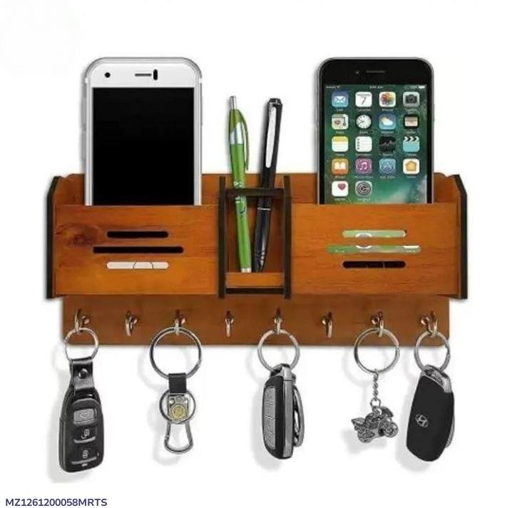 Wooden mobile & key holder brown color…