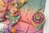 3 Pcs Women’s Silk Printed Unstitched Suit