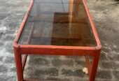 Wooden Center Table with Glass Top