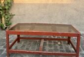 Wooden Center Table with Glass Top
