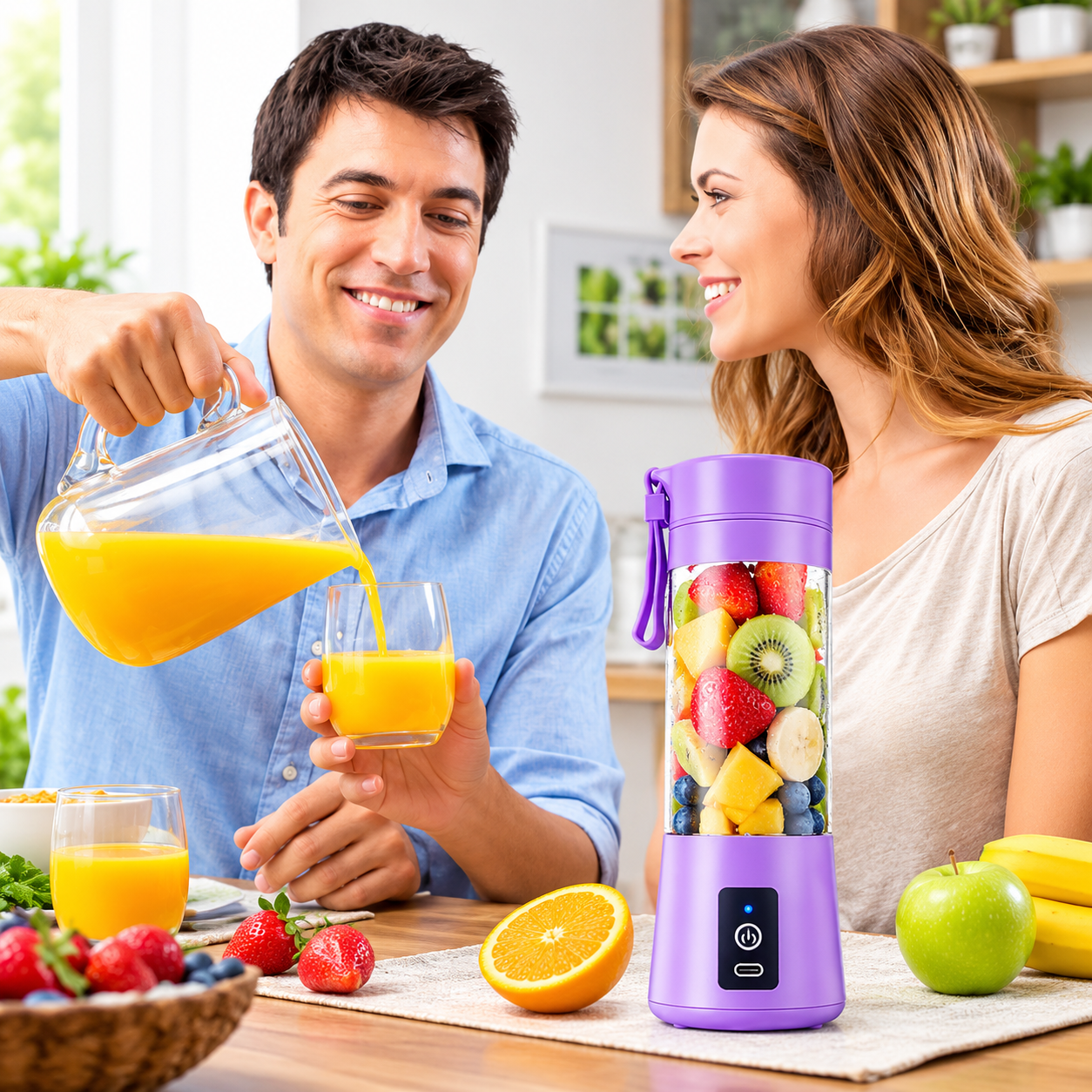 Portable USB Rechargeable Mini Blender | 7 Blade FruitJuicer