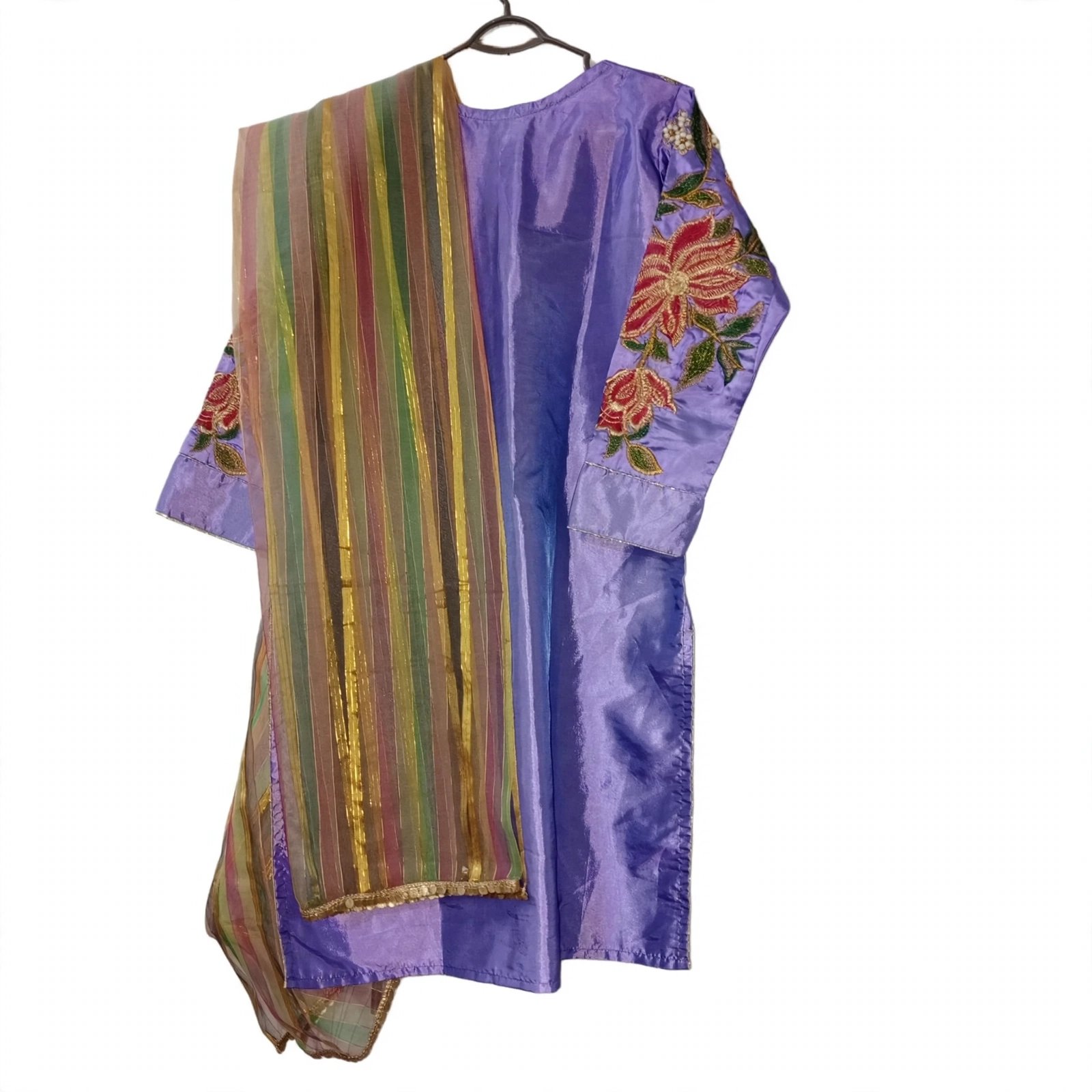 Lavender Shamoz Silk 2pc Embroidered – Small Size