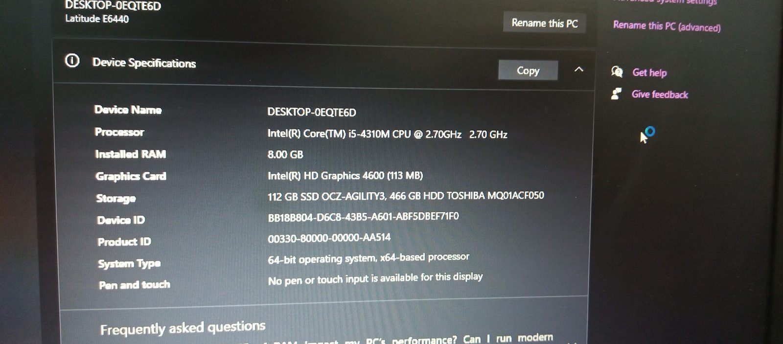 dell latitude e6440 i5 4th gen 8gb ram.