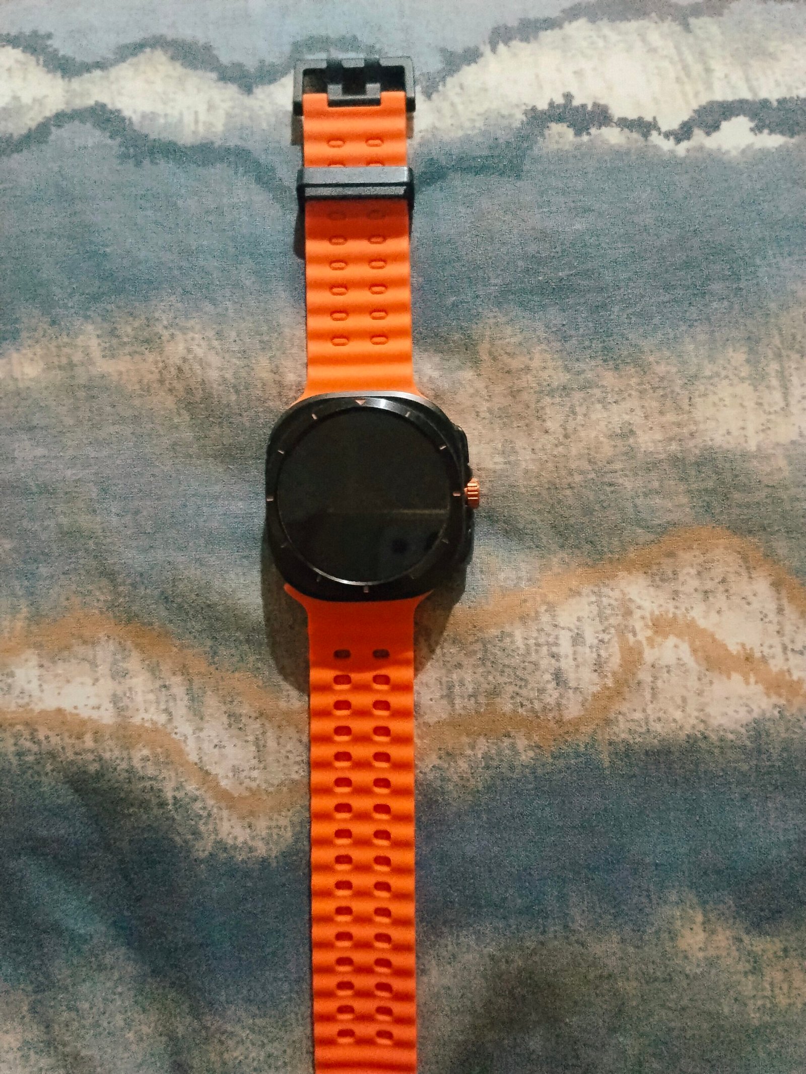 Orange and Black Smart Watch with Silicone Strap