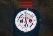 Orange and Black Smart Watch with Silicone Strap