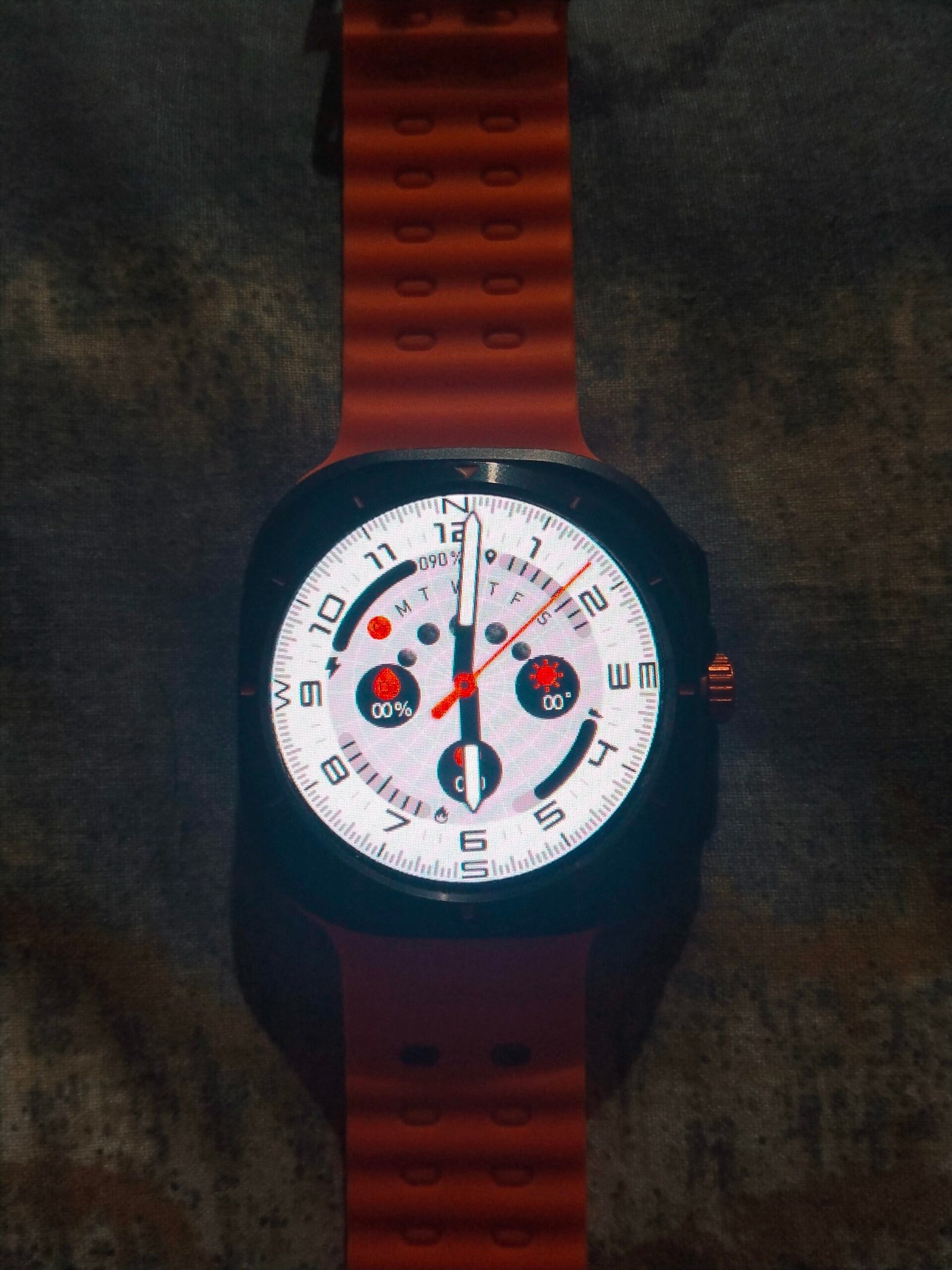 Orange and Black Smart Watch with Silicone Strap