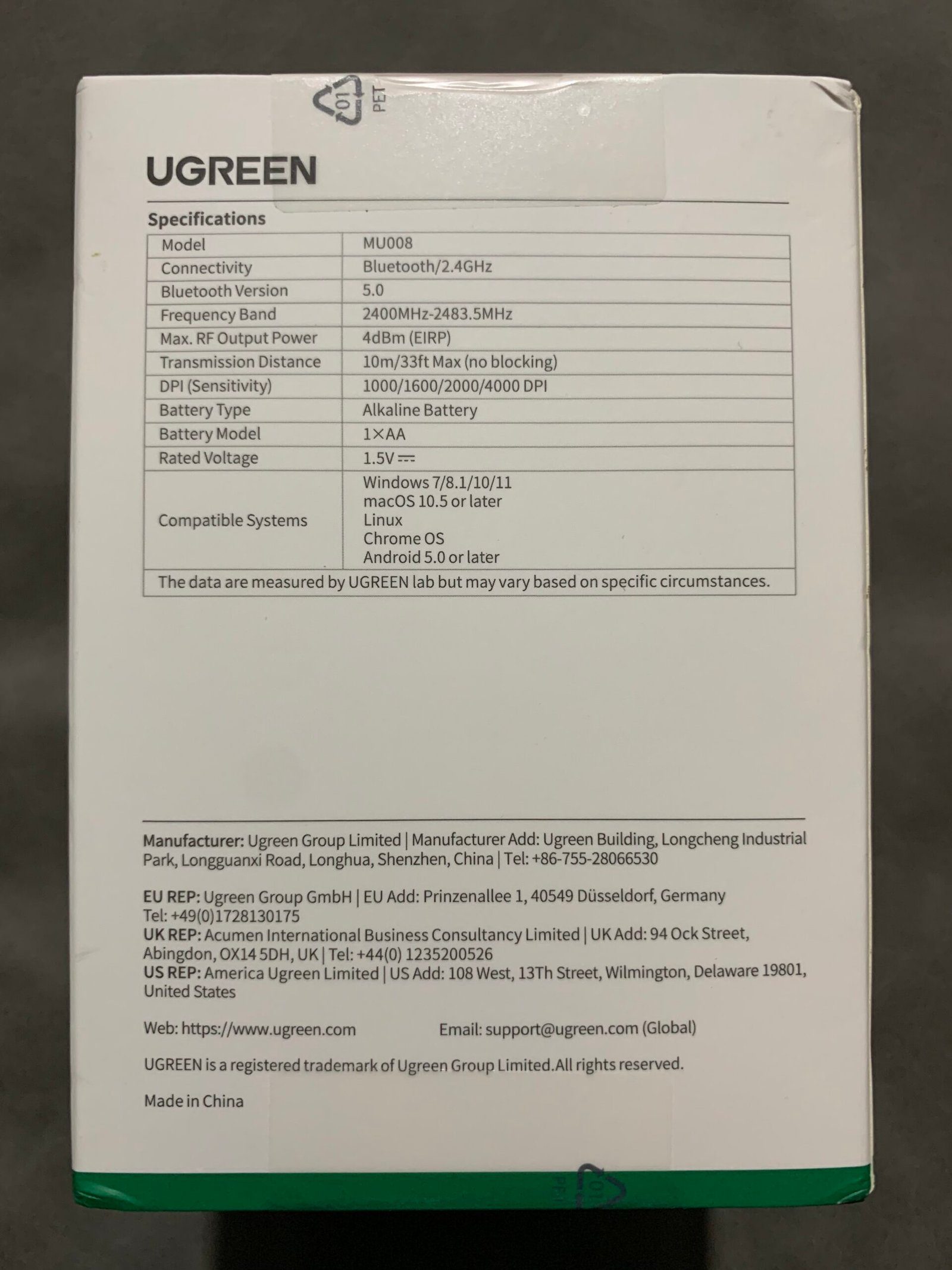 ugreen bluetooth vertical mouse MU008