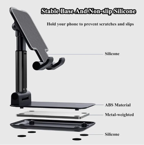 Phone & Tablet Stand – Foldable, Height & Angle Adjustable