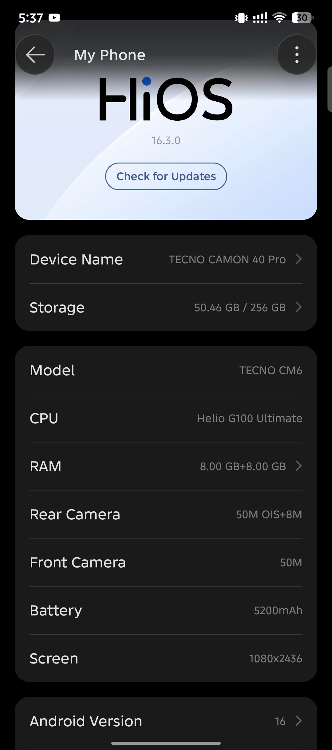 Tecno Camon 40 Pro 8Gb 256Gb With Box Charger