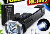 Rechargeable LED Torch Black ABS Aluminum Head Super Bright