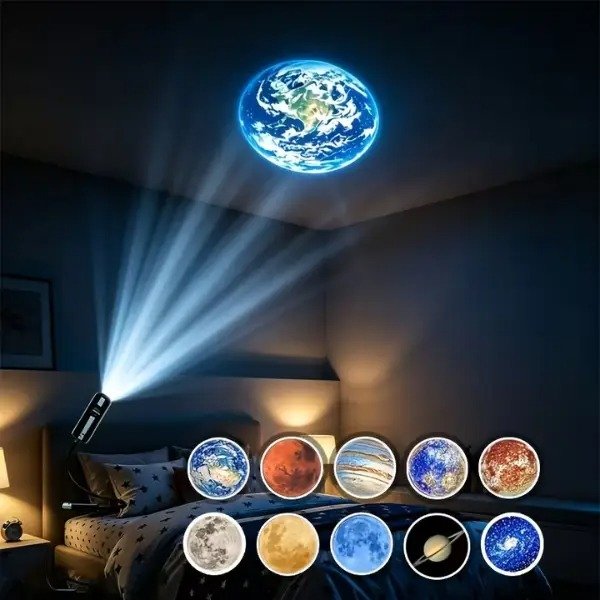USB Star Projector Light – Galaxy & Planet Night Lamp