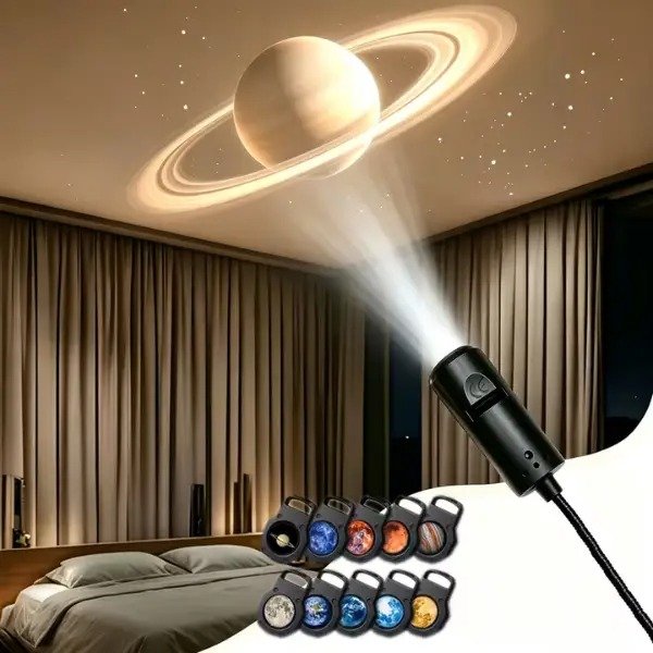 USB Star Projector Light – Galaxy & Planet Night Lamp