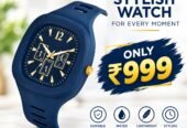 Men’s Blue Analog Watch – Elegant Gold Accent Luxury