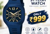 Men’s Blue Analog Watch – Elegant Gold Accent Luxury