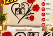 Red Rose Heart Wall Decor with Photo Frames – Romantic Home
