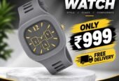 Modern Grey Watch for Men – Elegant Gold Dial with Silicone