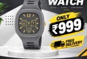 Modern Grey Watch for Men – Elegant Gold Dial with Silicone